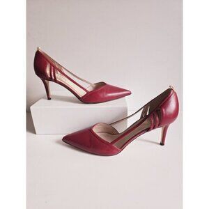 SJP Sarah Jessica Parker Pointed Toe D'Orsay Red Pump Heels Ahoes 9.5 Italy 39.5